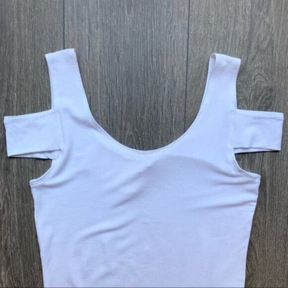 REVOLVE LNA Teresitas Crop Top Cut Out Cold Shoulder Boat neck Cotton White S - Picture 8 of 14